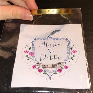metal-smith handmade tfj bracelet & alpha xi delta